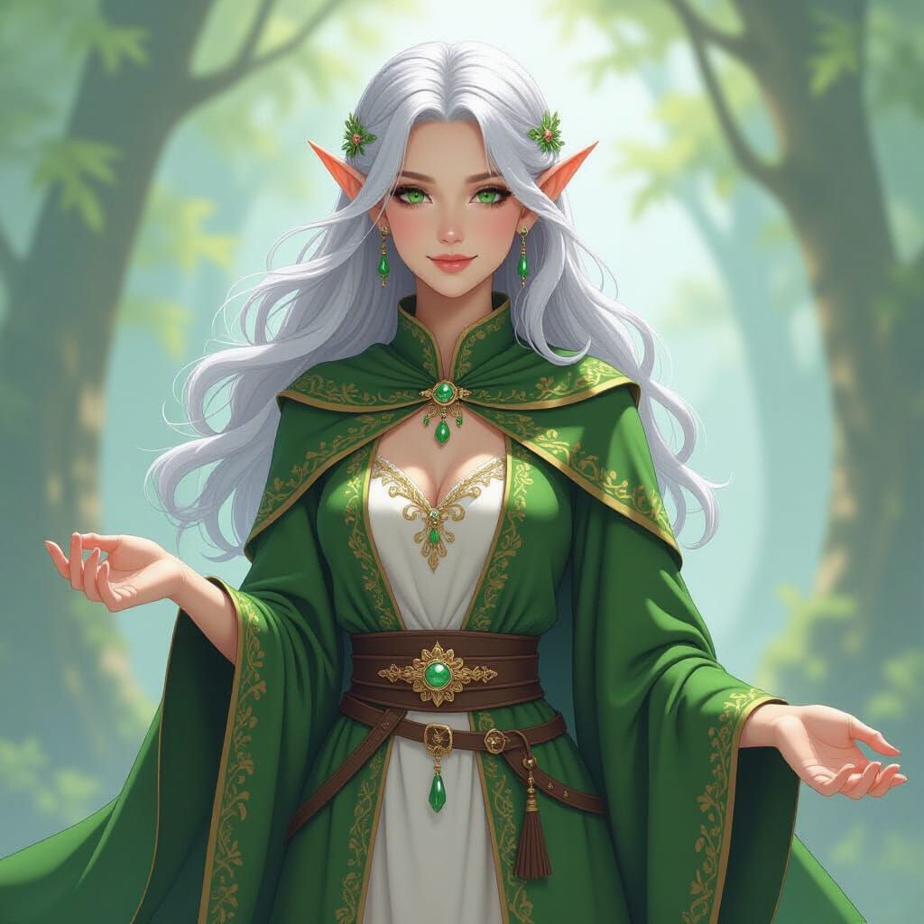 Elenara: Mystical Elf in Flowing Robes