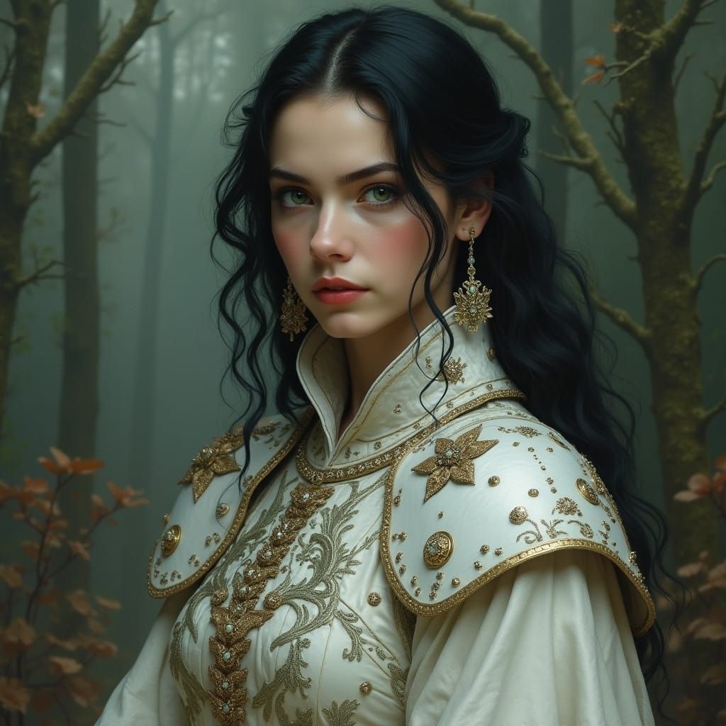Medieval Fantasy Portrait in Oil on Canvas Style
