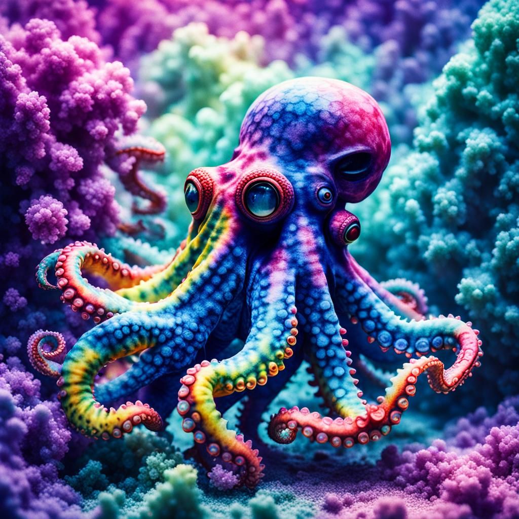 Tie-Dye Octopus in Cinematic Style