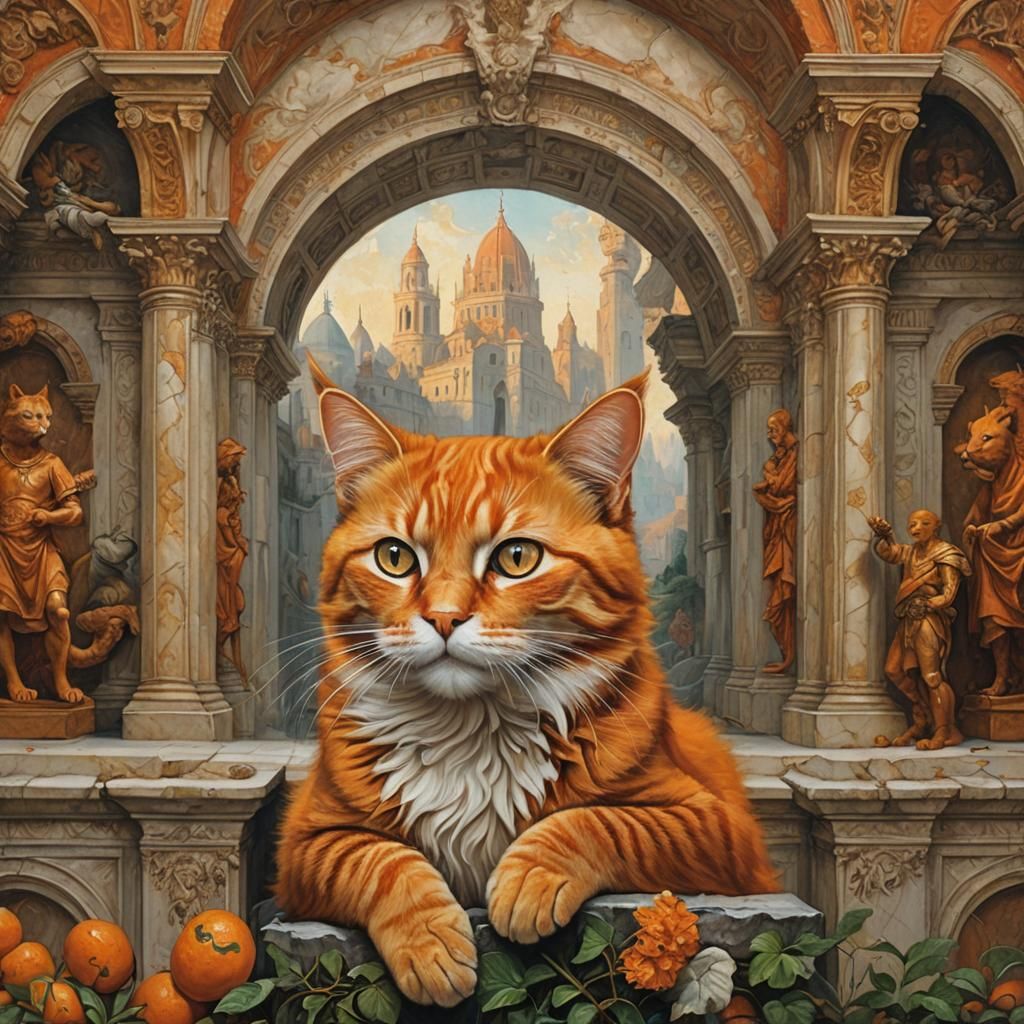 Renaissance Cat in Michelangelo Style
