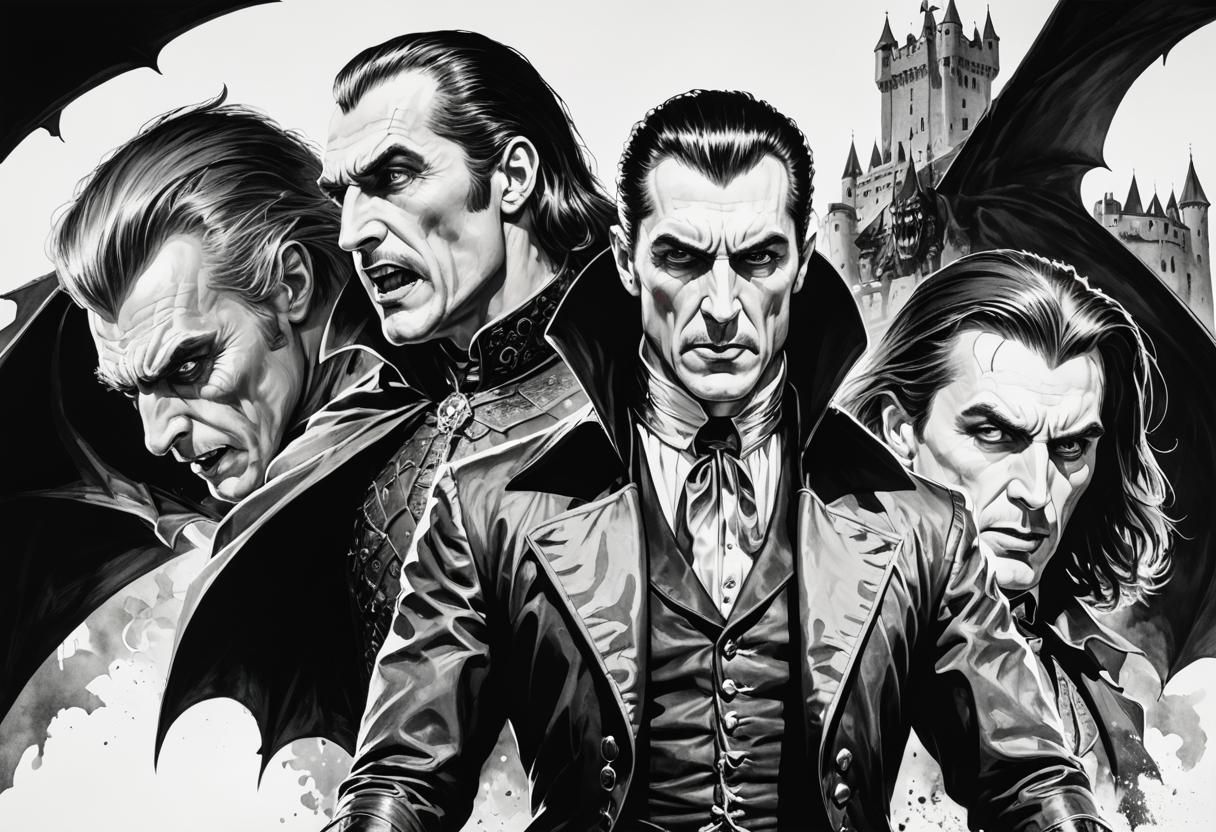 double exposure  Dracula over castle Dracula