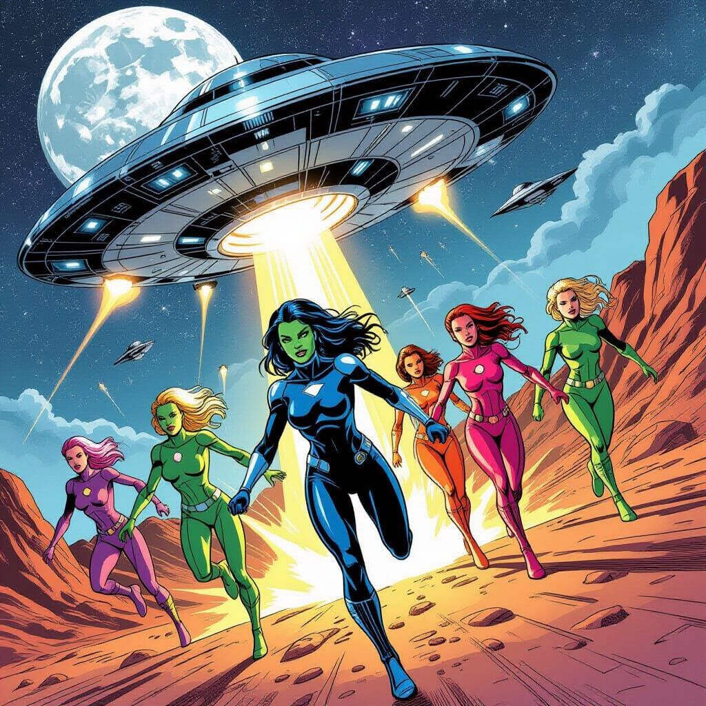 Venusian Ladies Arrive on Earth in Comic Style