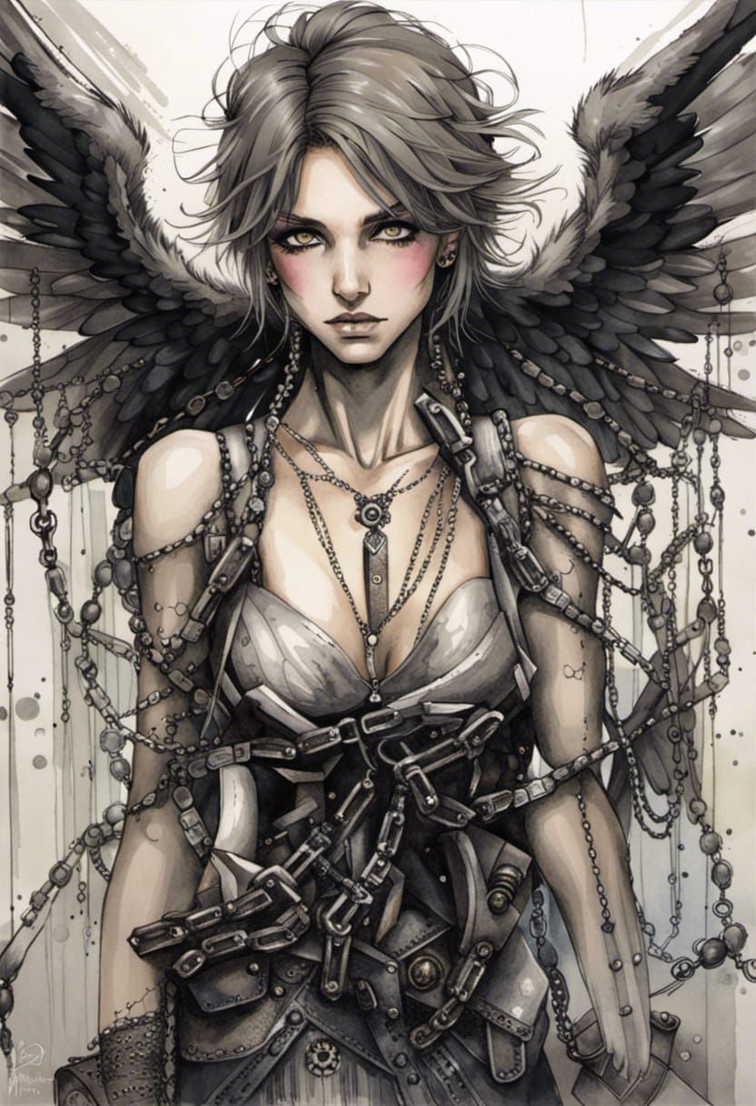 Fallen Angel Portrait in Yoji Shinkawa Style