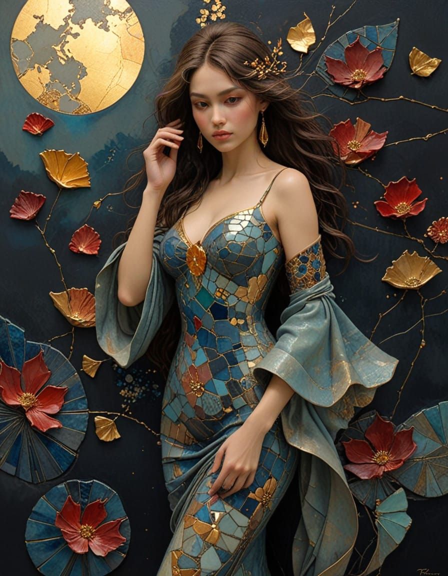 Vibrant Ocean Sunset in Thick Textured Encaustic Impasto