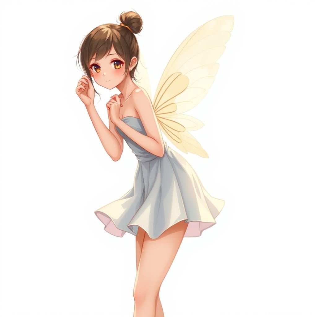 Anime Fairy in Soft Pastel Hues with Come-Hither Smile