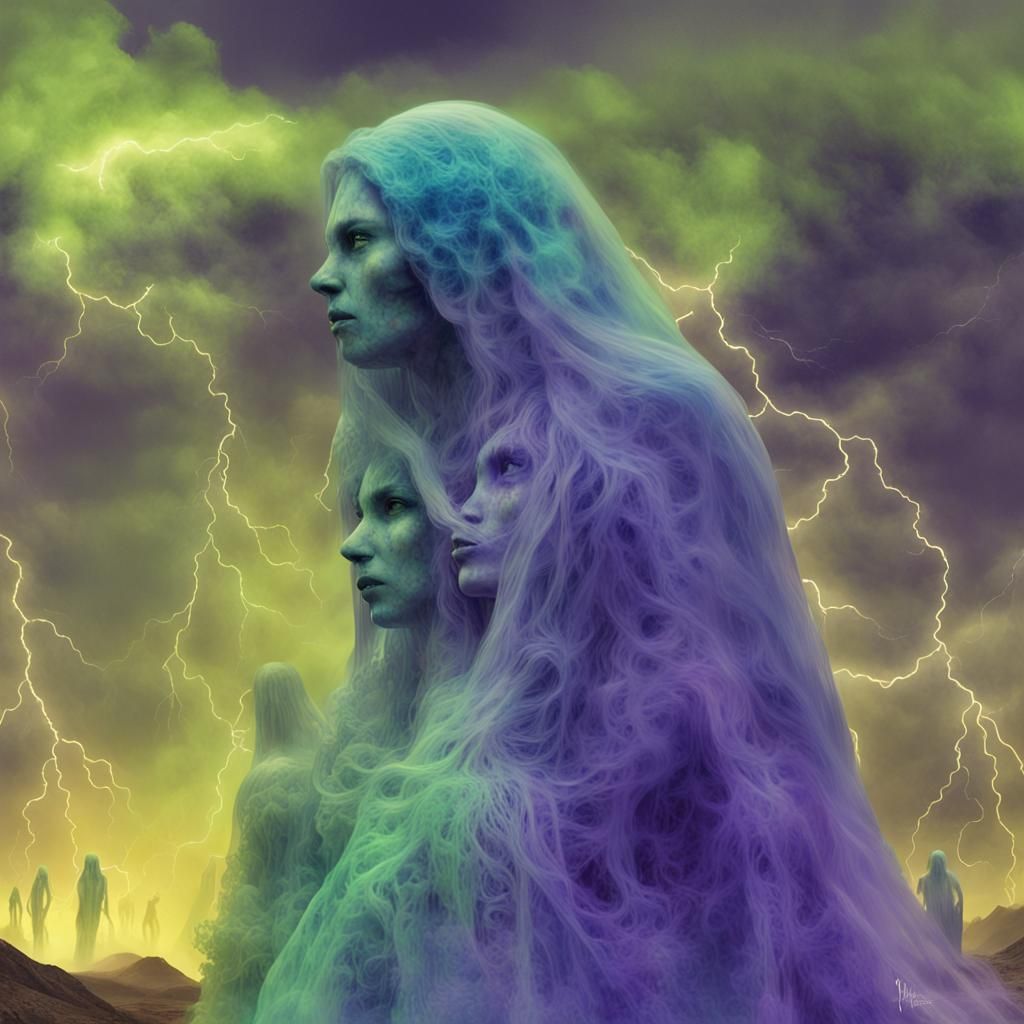 Surreal Ghost Ladies in Desert Ruins