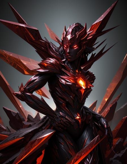 Garnet Crystal Statue with Humanoid Emergence