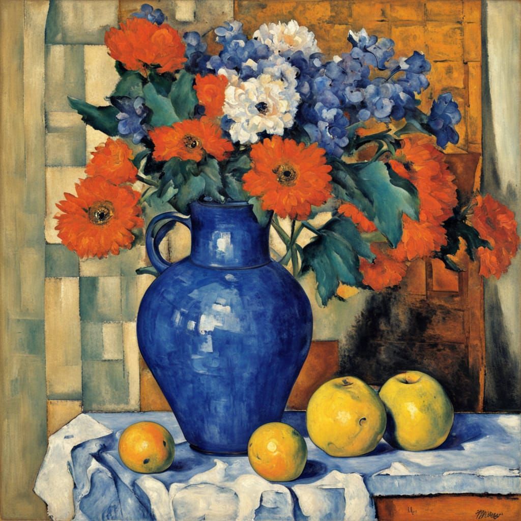 Still life with blue vase