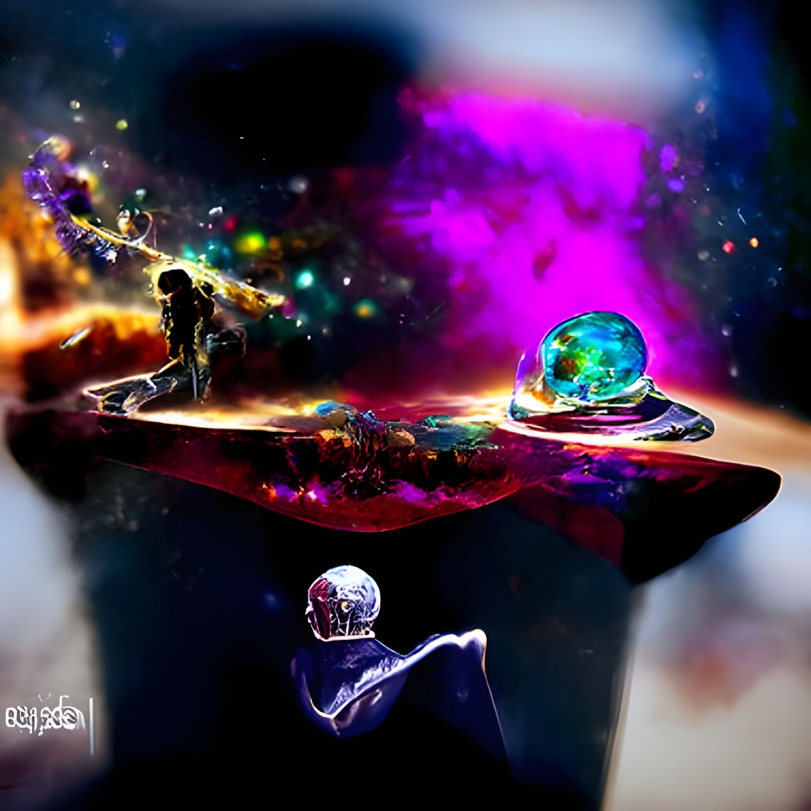 Holographic End of Time: Cosmic Mixed Media Art