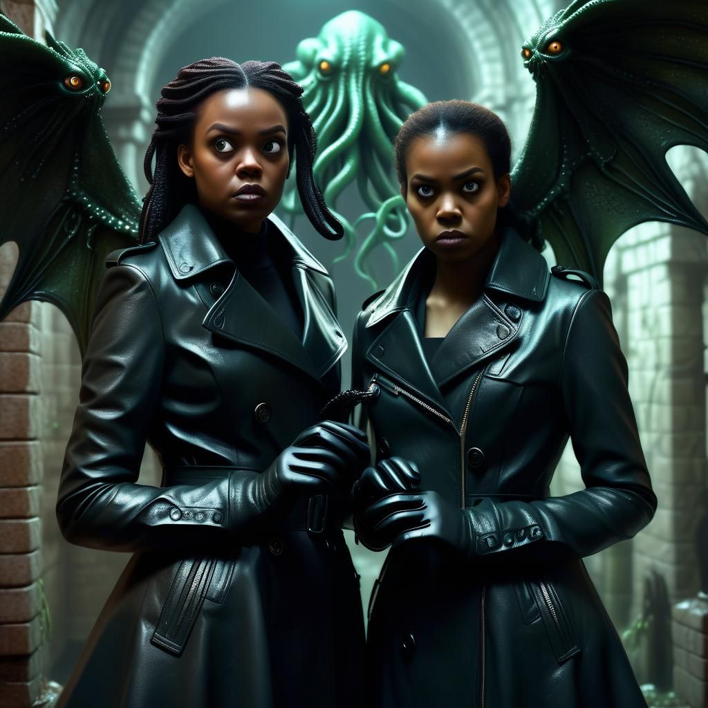 Lovecraftian Horror: Women Confront Cthulhu Spawn in Crypt