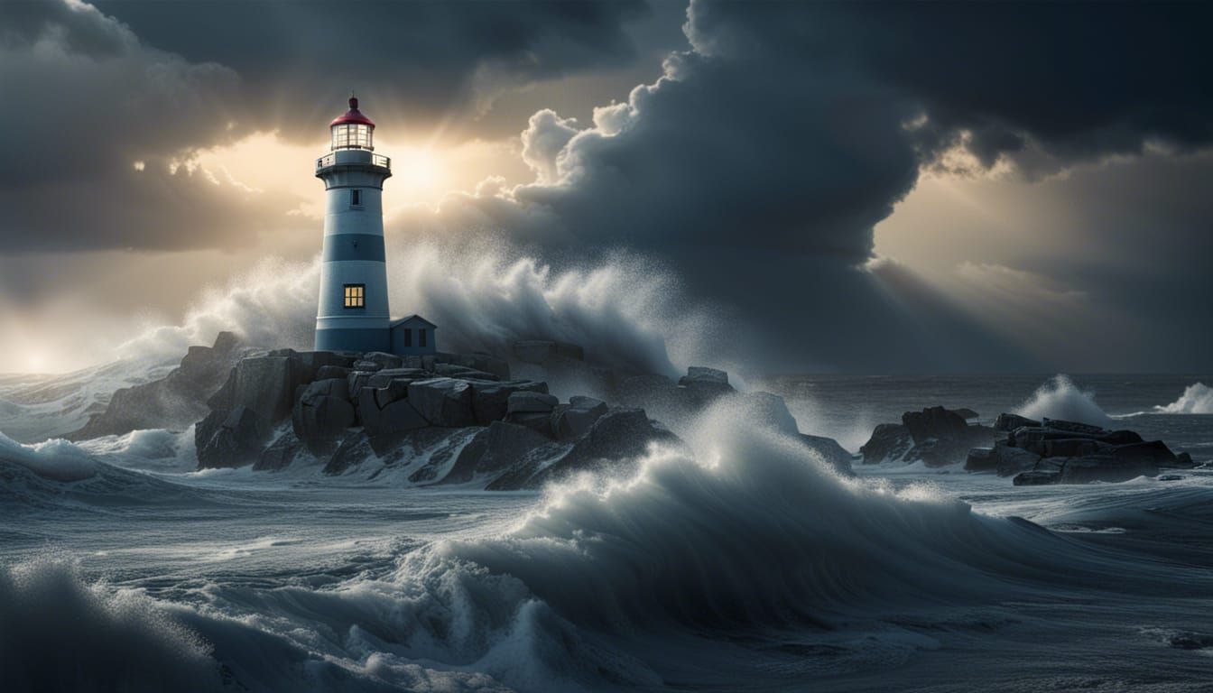 Stormy Coastal Lighthouse Scene by Erik Almås
