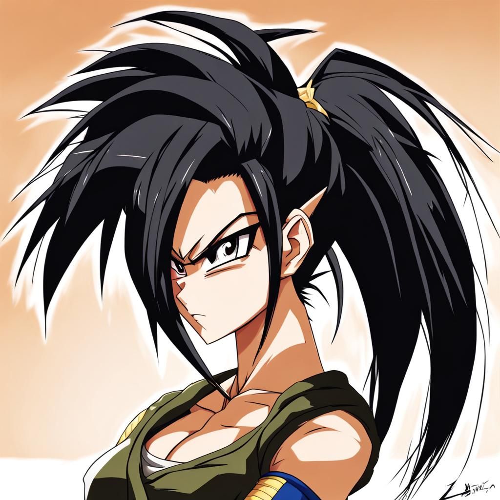 Anime Style Female Saiyan with Spiky Hair
