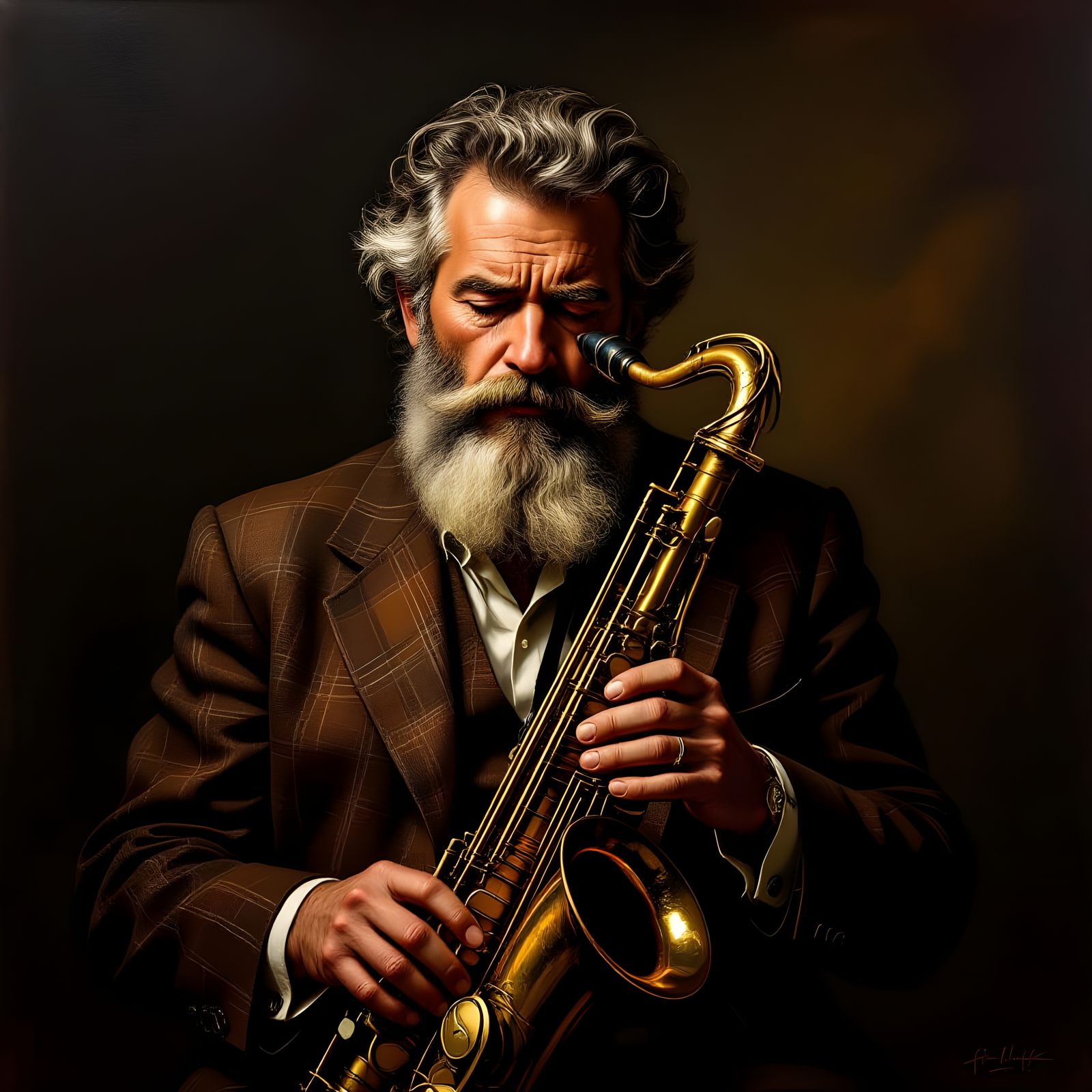 Jazz Musician Portrait in Rembrandt Style