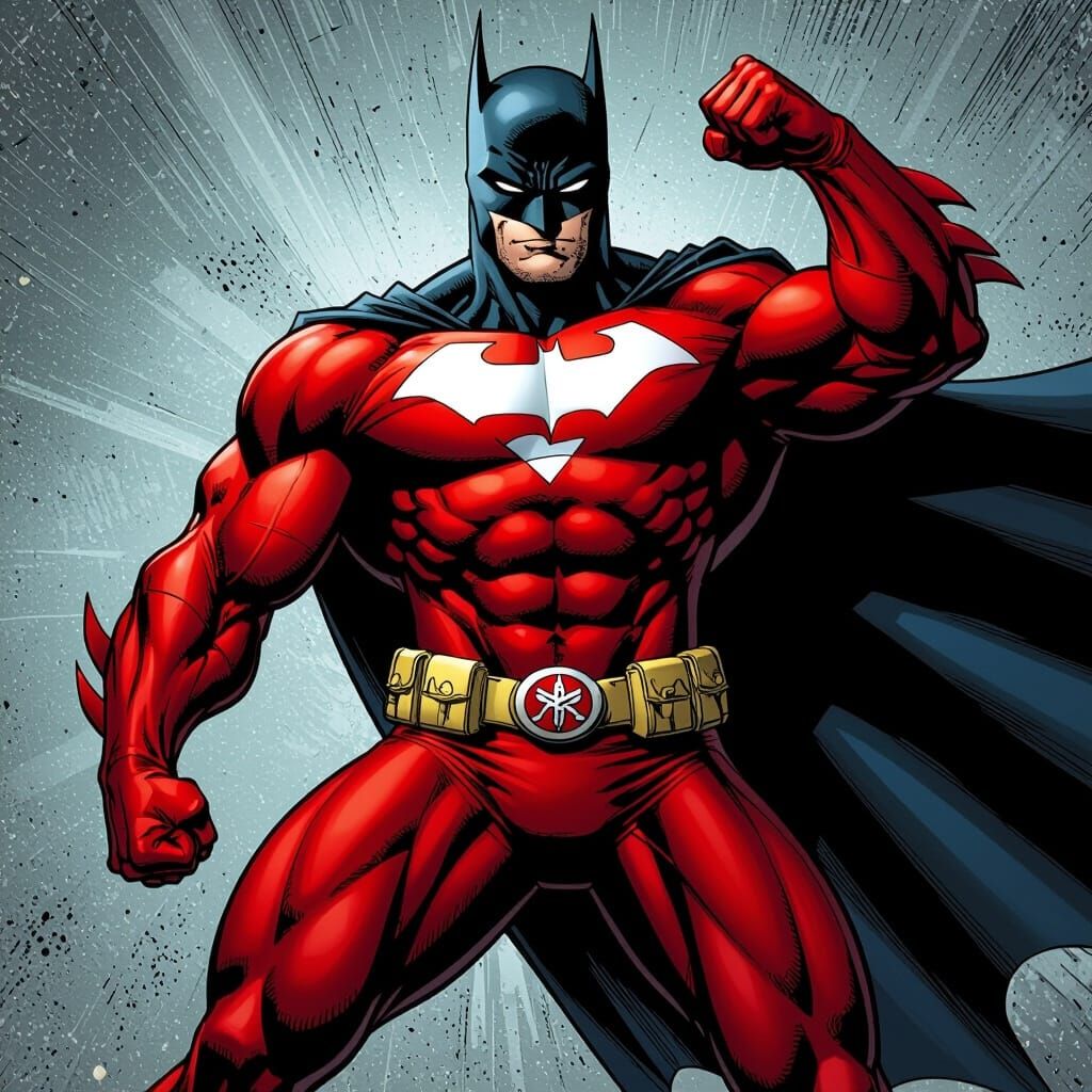 Yamaha Superhero in Red Suit, Comic Book Style