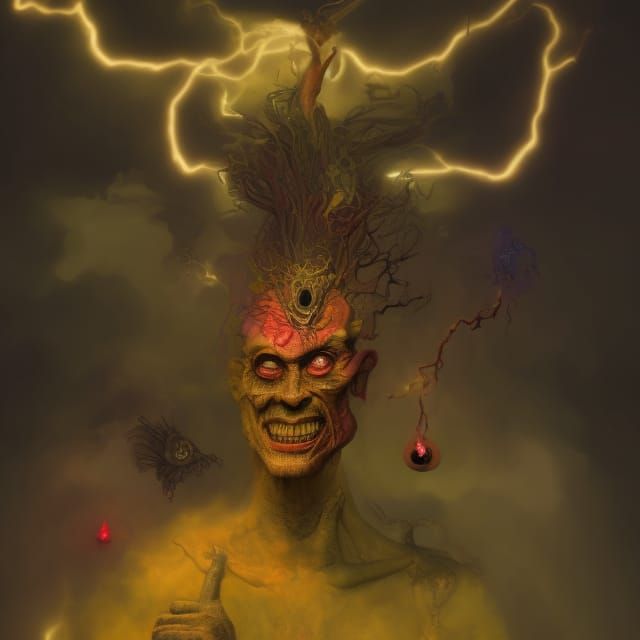 Psychedelic Monster Collage Art in Surreal Style