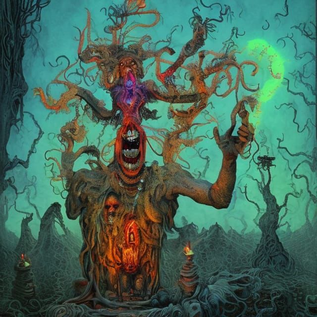 Psychedelic Occult Collage Art in Hyperrealistic Style