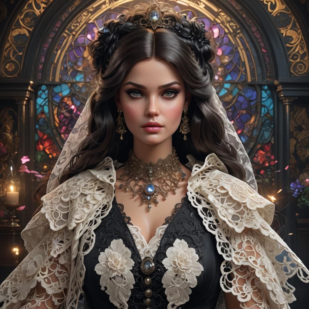 Goth Witch Plus Size Model Portrait in 8k