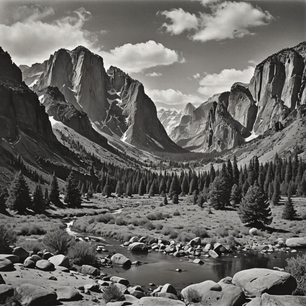 Monochrome Landscape in Ansel Adams Style