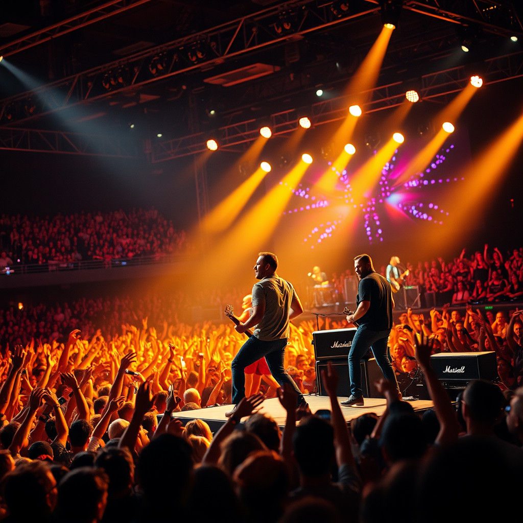 Electric Rock Concert in a Dimly Lit Arena