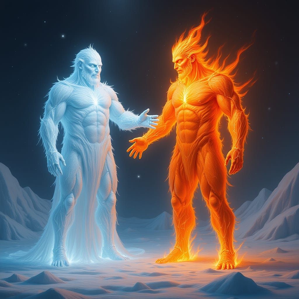 Ice and Fire Surreal Abstract Impression