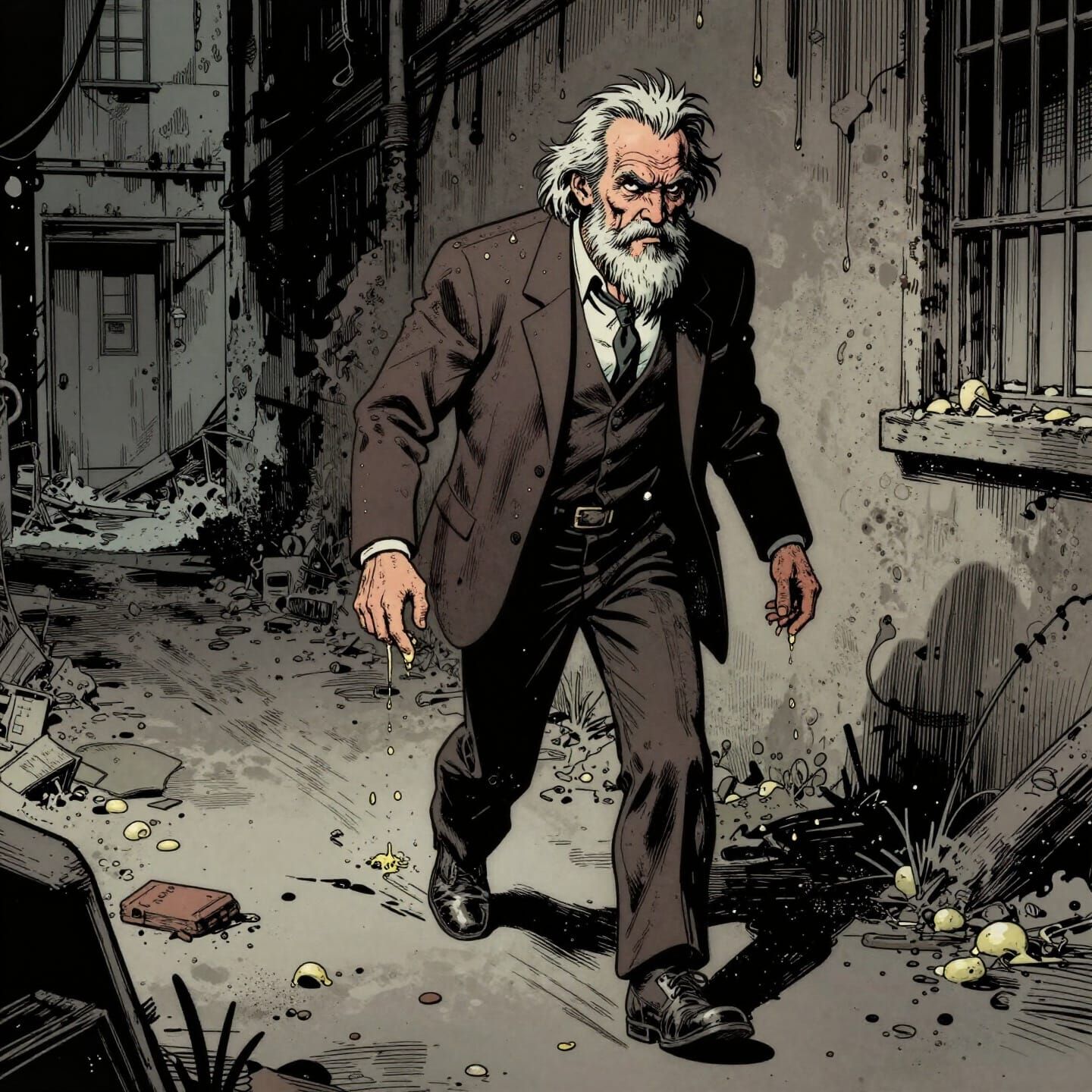 Professor Leaves Glistening Ear Wax Trail in Grimy Alley