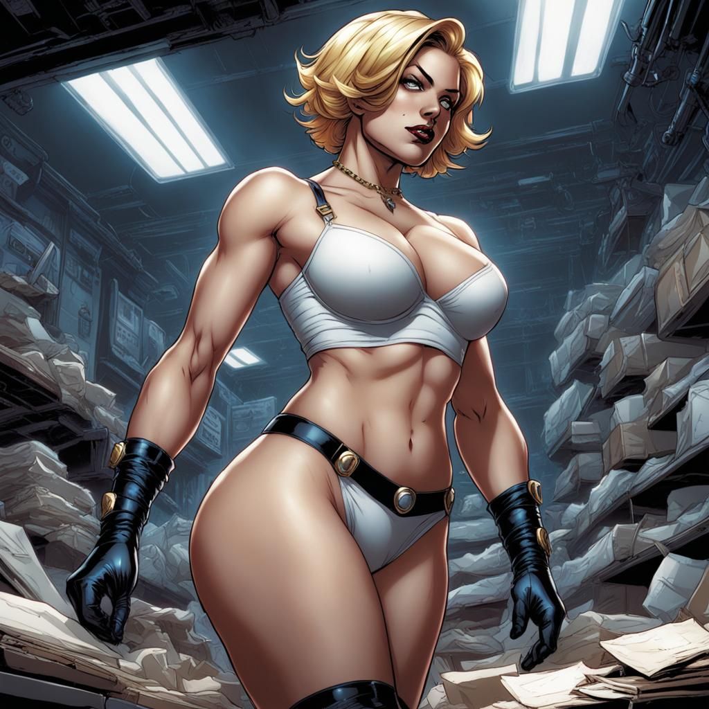 Powergirl Smirks in Punk Rock Comic Art Style