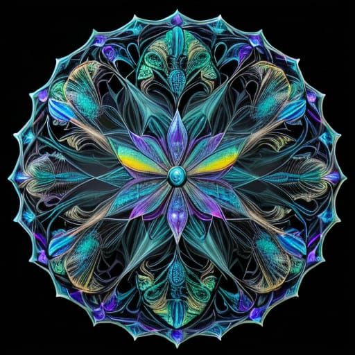 Biomechanical Crystal Beetle in Iridescent Hues