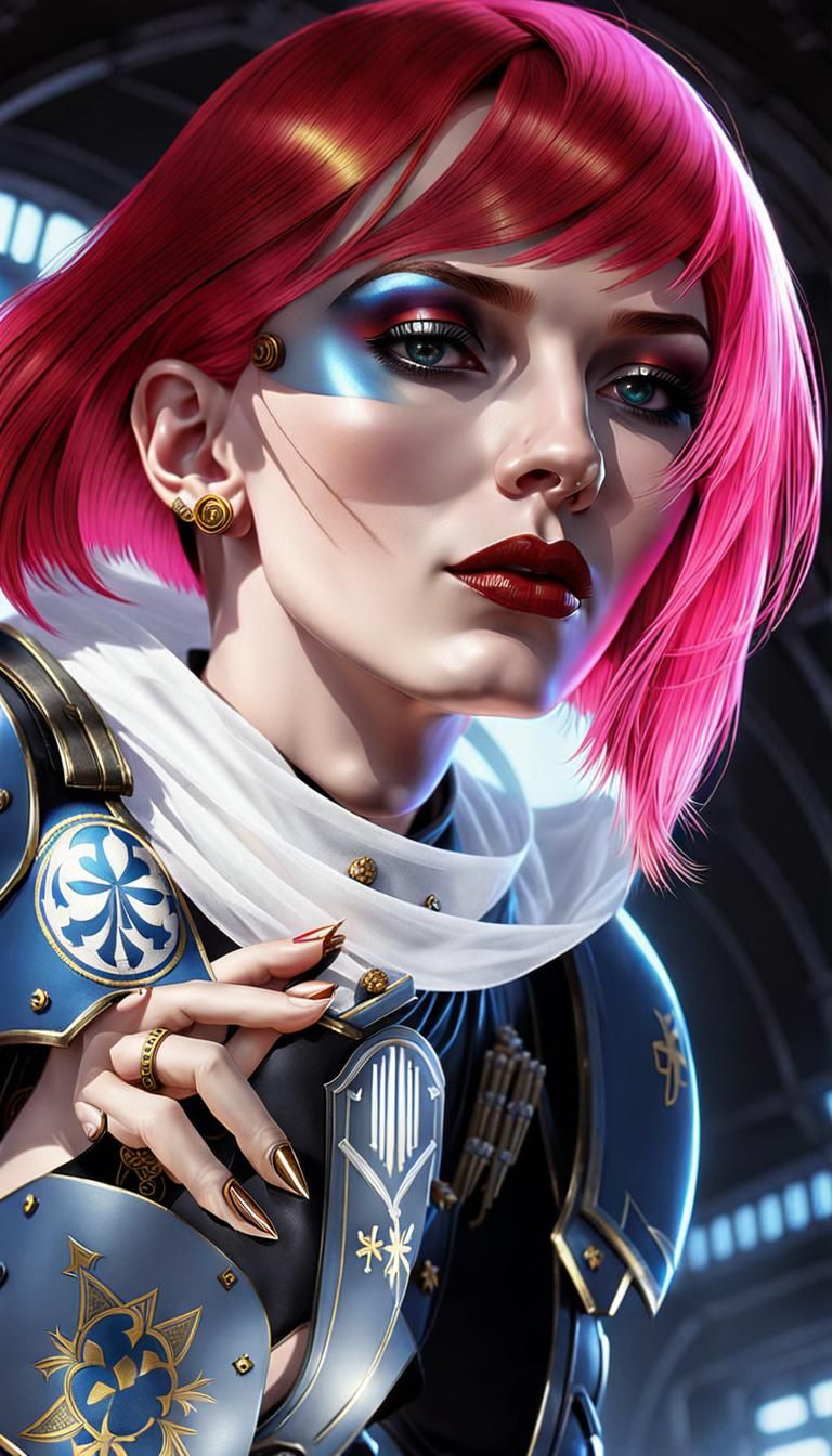 Futuristic Soldier Nun in Warhammer 40k Armor