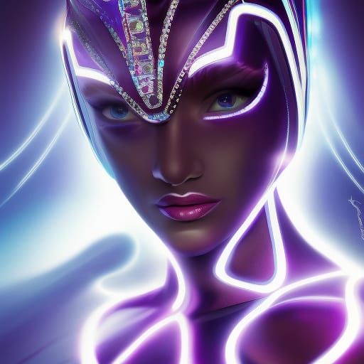 Tron Queen with Crown and Gown in Splash Art
