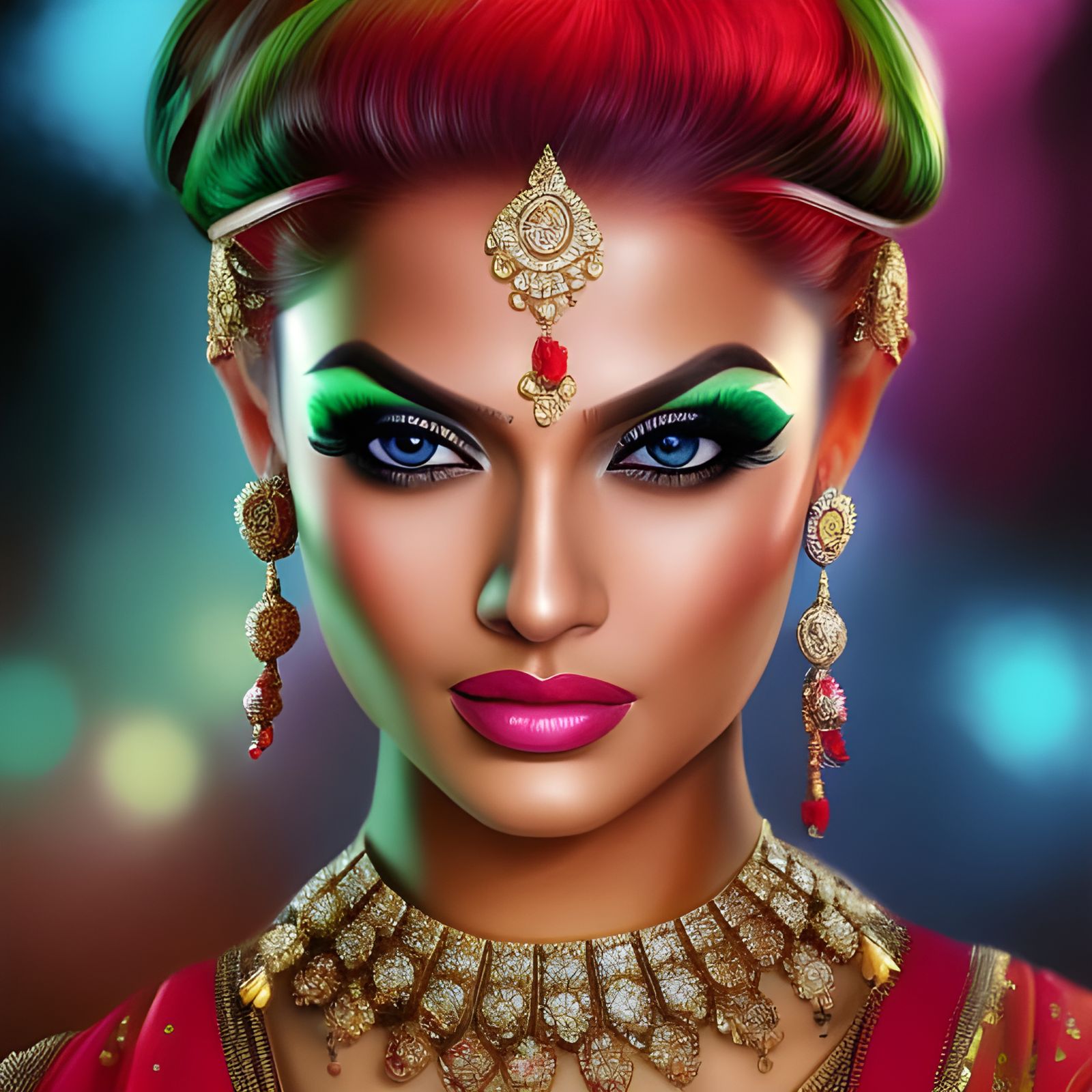 Pakistani Woman in Vibrant Digital Portrait