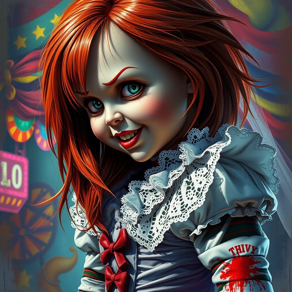 The Bride of Chucky in a Twisted Carnival of Horror