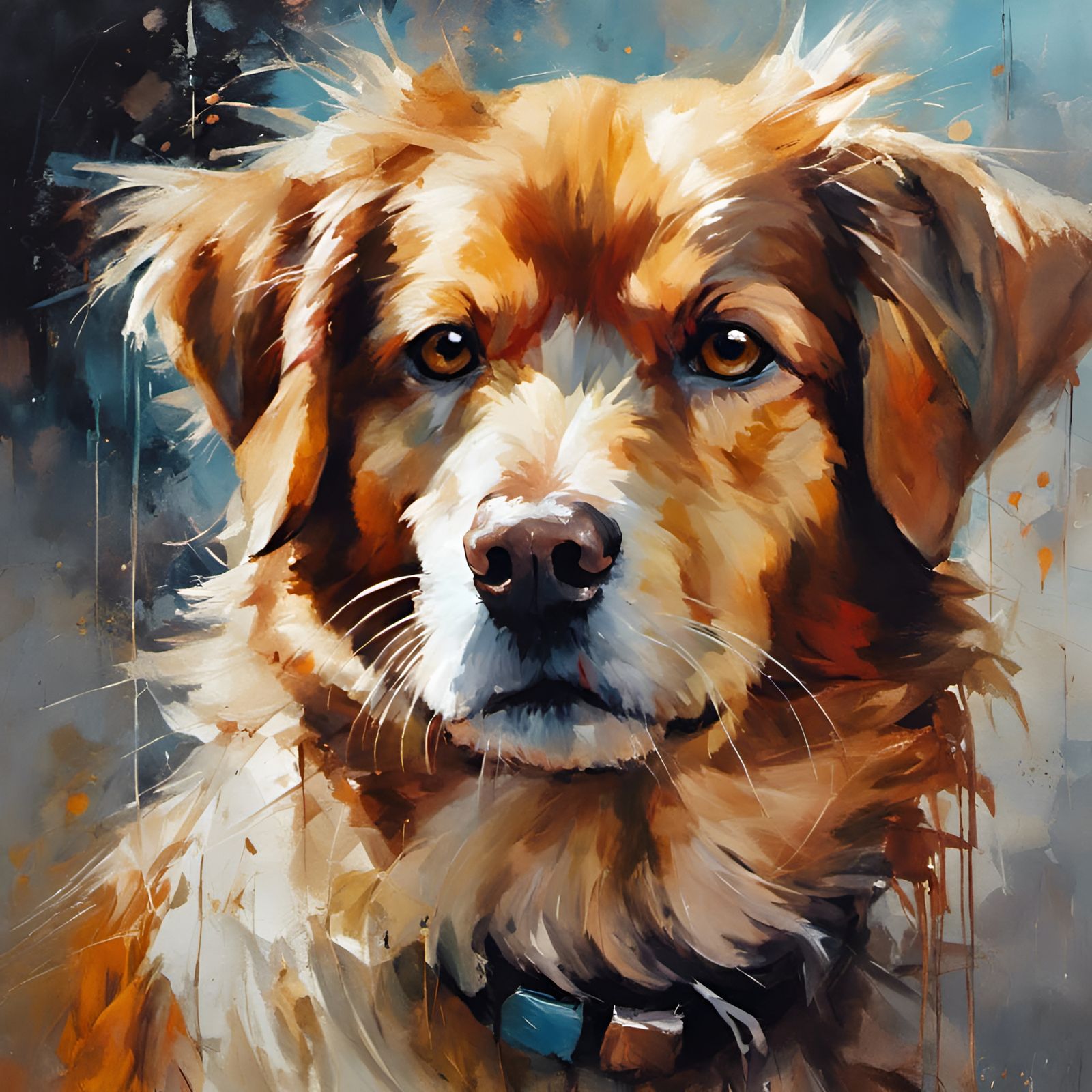 Adorable Dog in Expressive Oil Painting Style