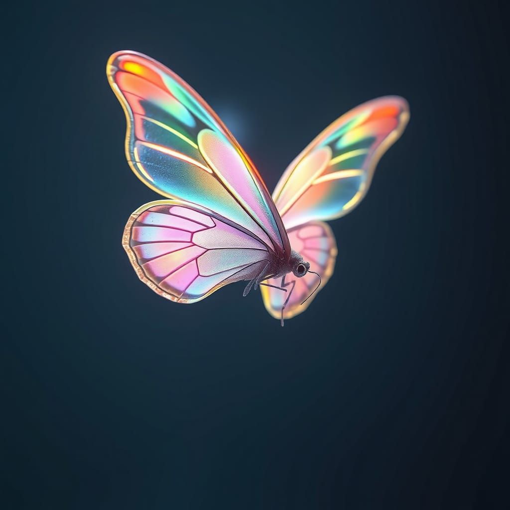 Iridescent Butterfly with Glowing Body, Digital Rendering