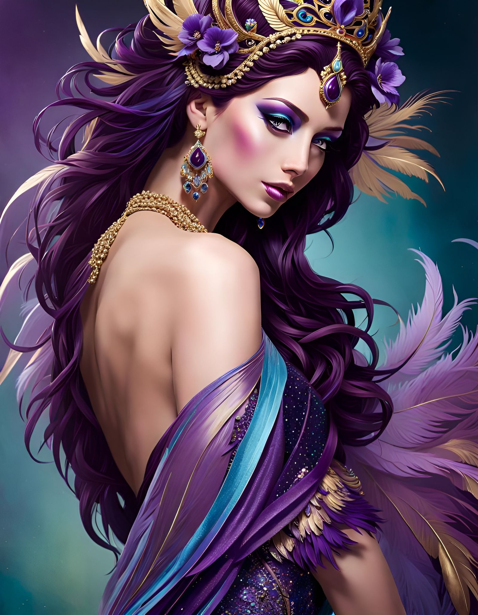 Flora Goddess in Shades of Dark Violet and Purple