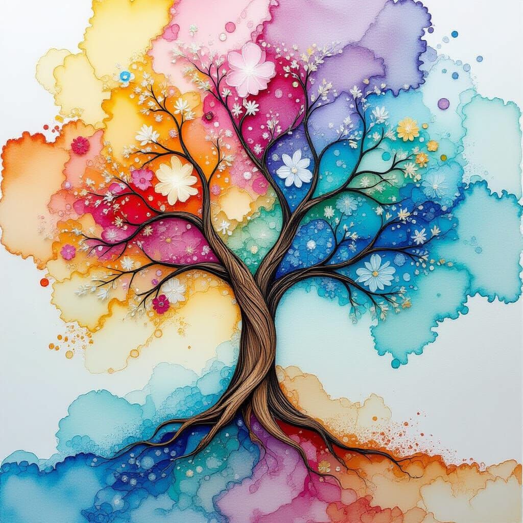 Alcohol inks amazing textures with slight melting and wash s...