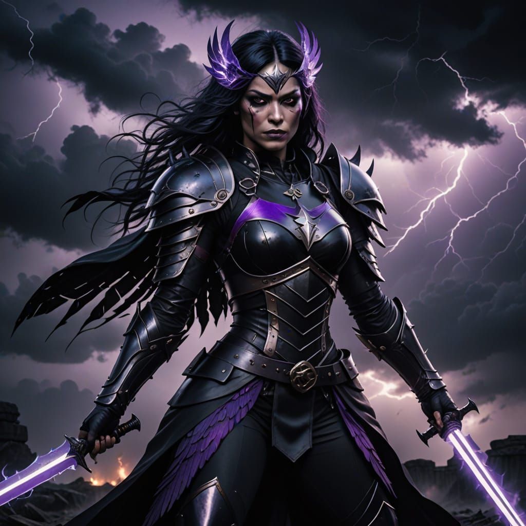 Raven Warrior with Energy Sword in Gothic Battle