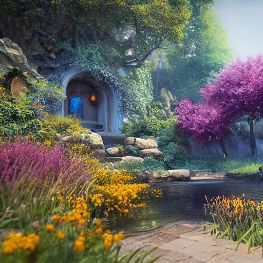 Radha in a Fantastical Garden: Digital Matte Painting