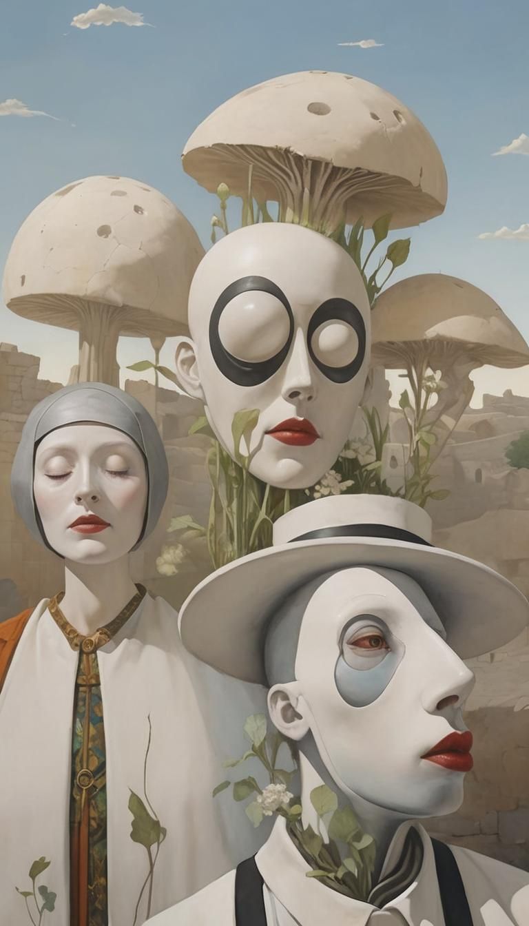 Mystical Woman in Ruined Gothic Cathedral