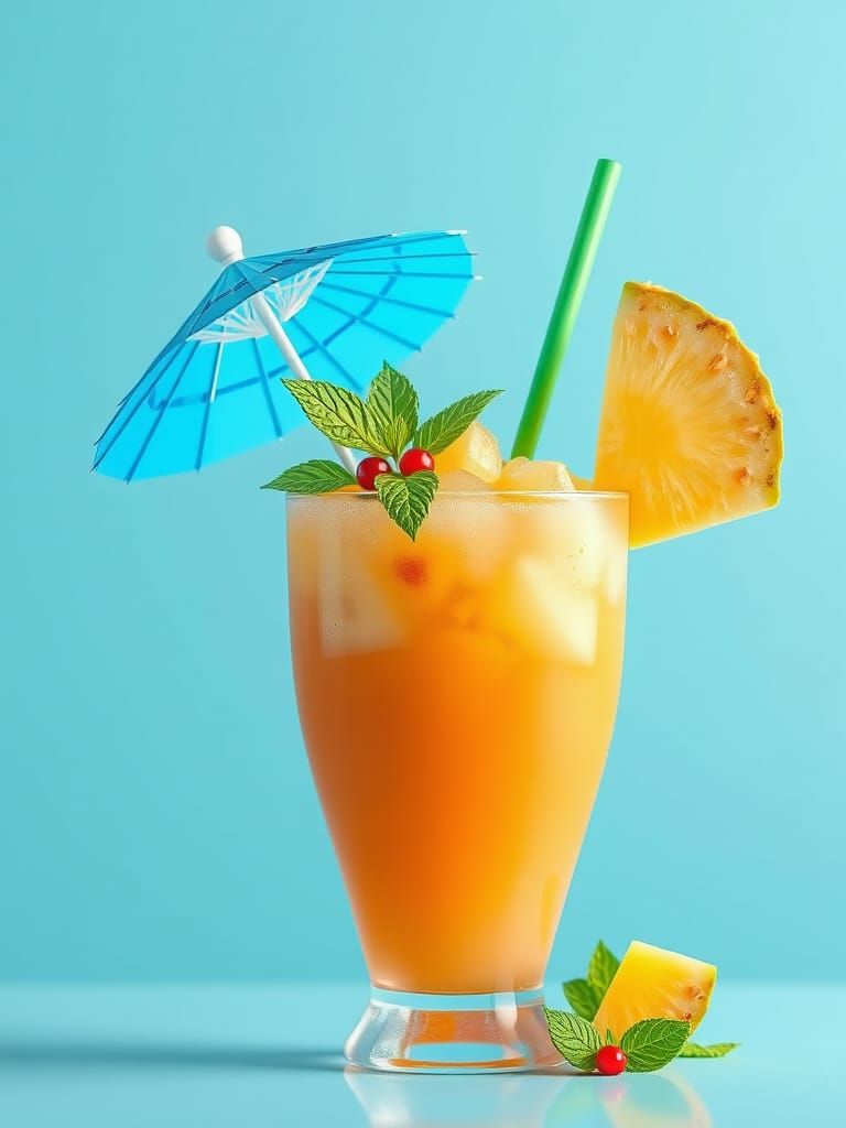 Vibrant Tropical Fruit Smoothie in 8k Anime Style