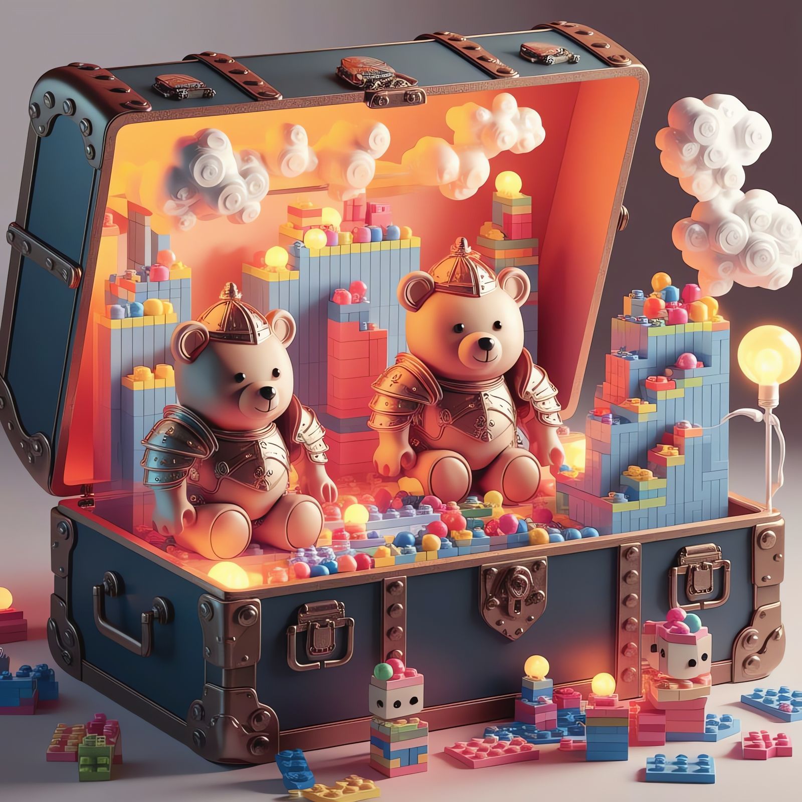 Fantastical Toy Chest World in Anime Style