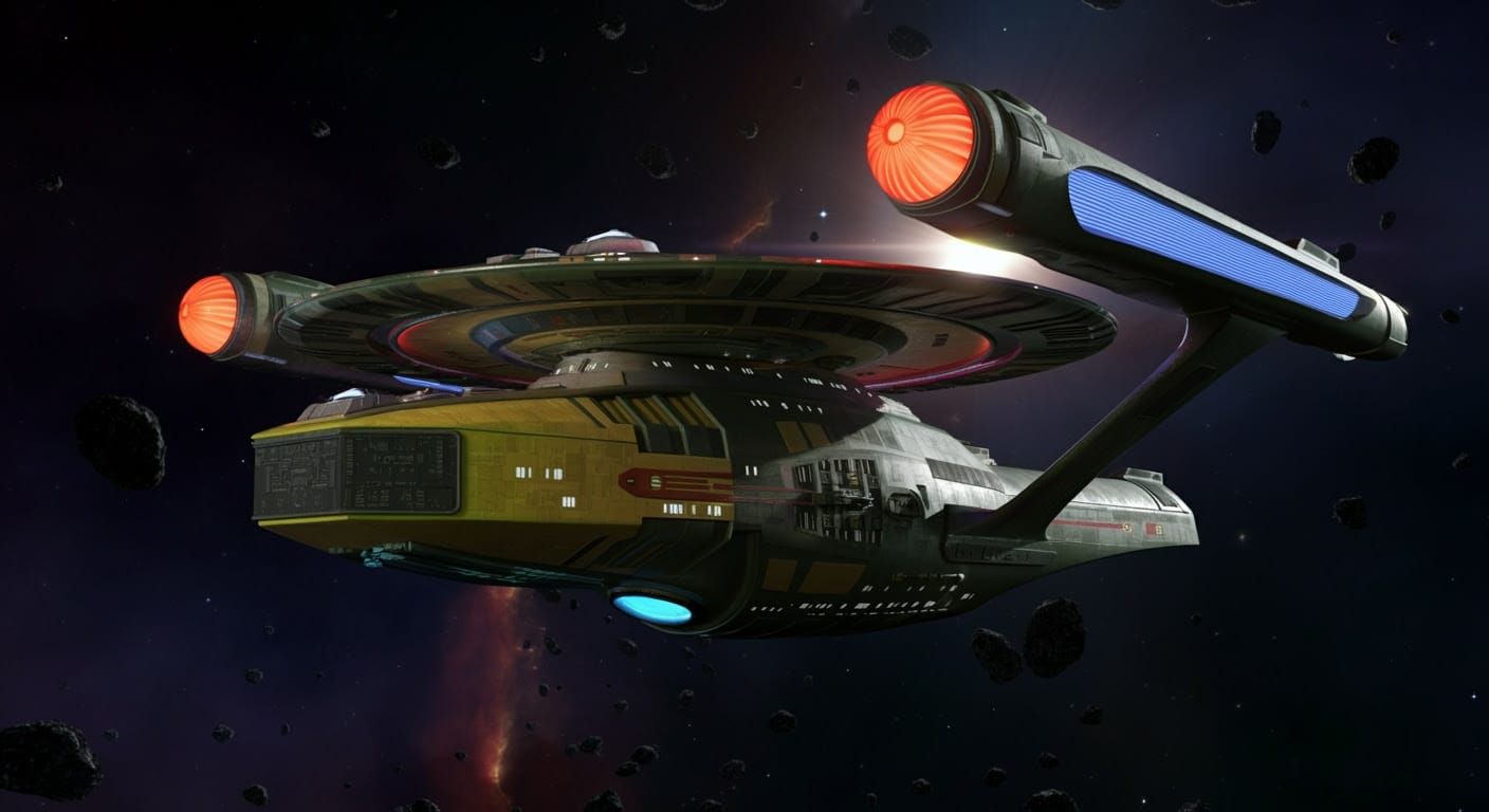 Cyberpunk Starship in Lemon-Lime and Cherry-Red