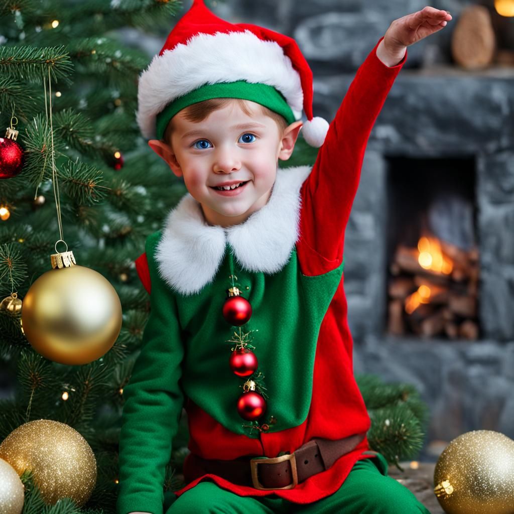 Festive Christmas Elf Ready for Holiday Fun