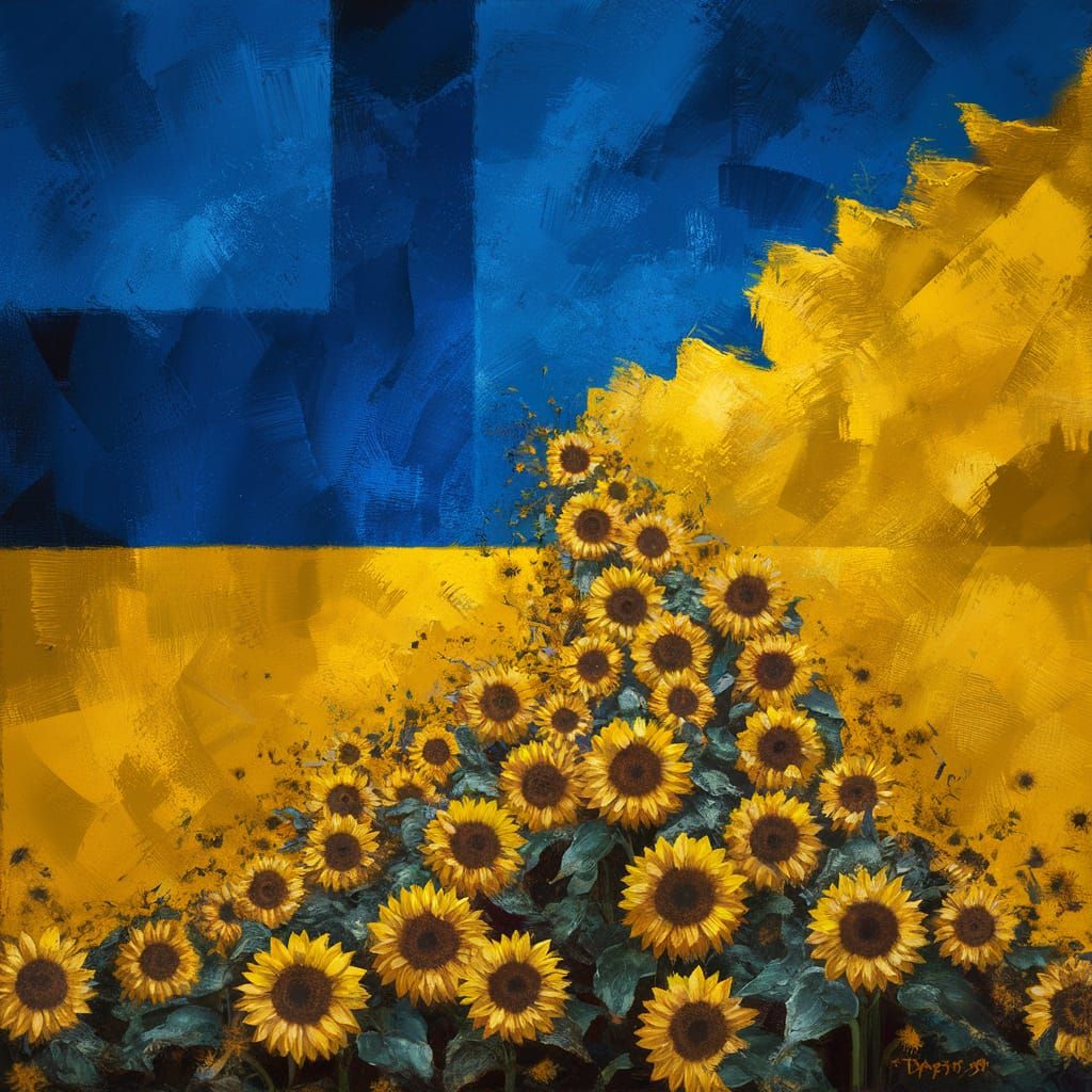 Ukrainian Flag Colors Evoke National Pride in Vibrant Abstra...