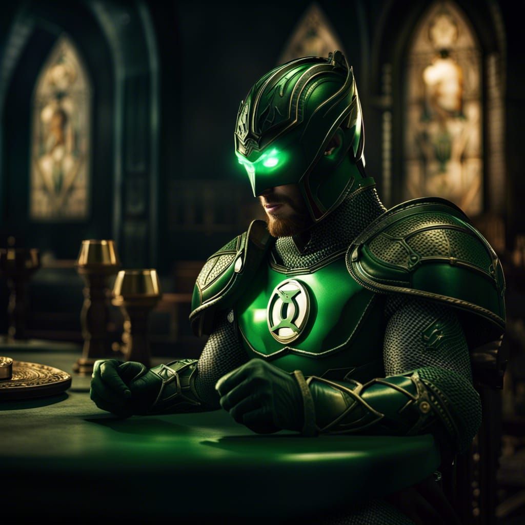 Green Lantern as Camelot Knight: Hyperrealistic HDR
