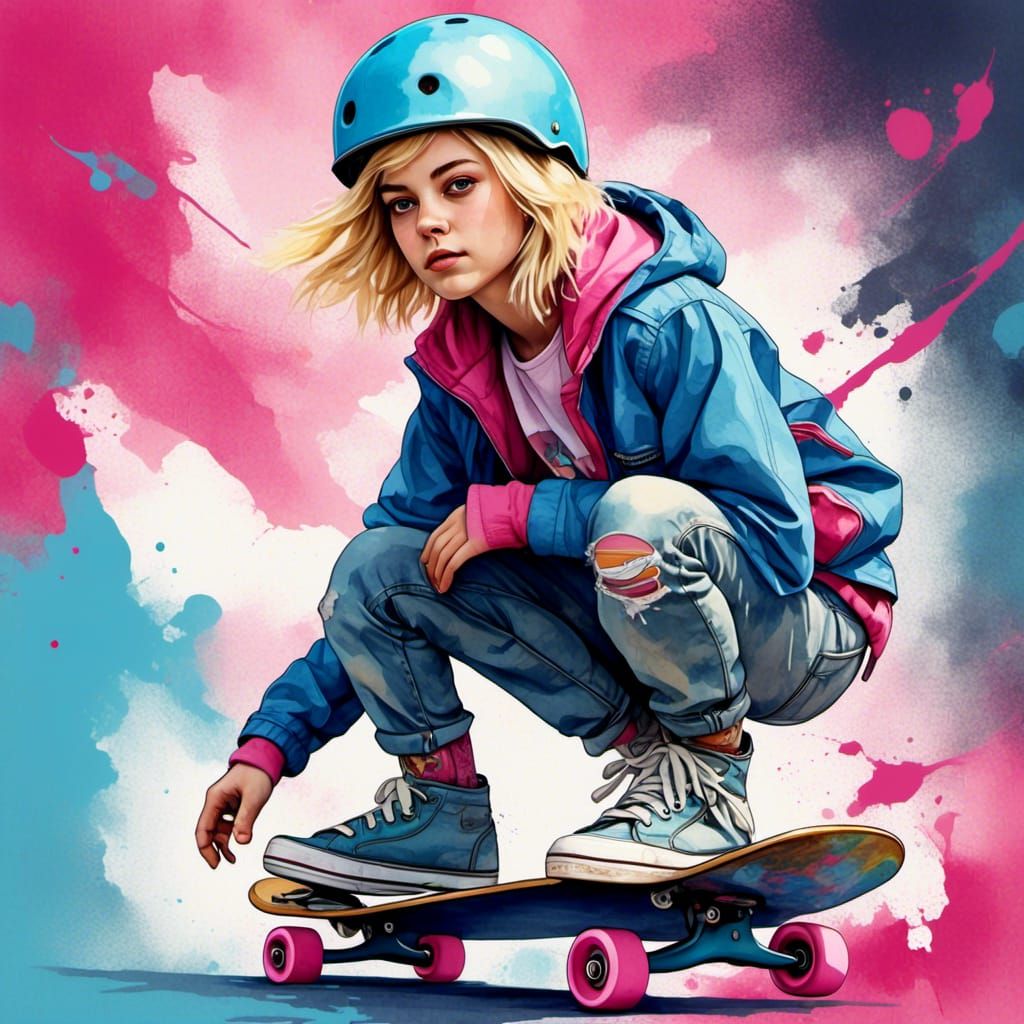 young skater girl