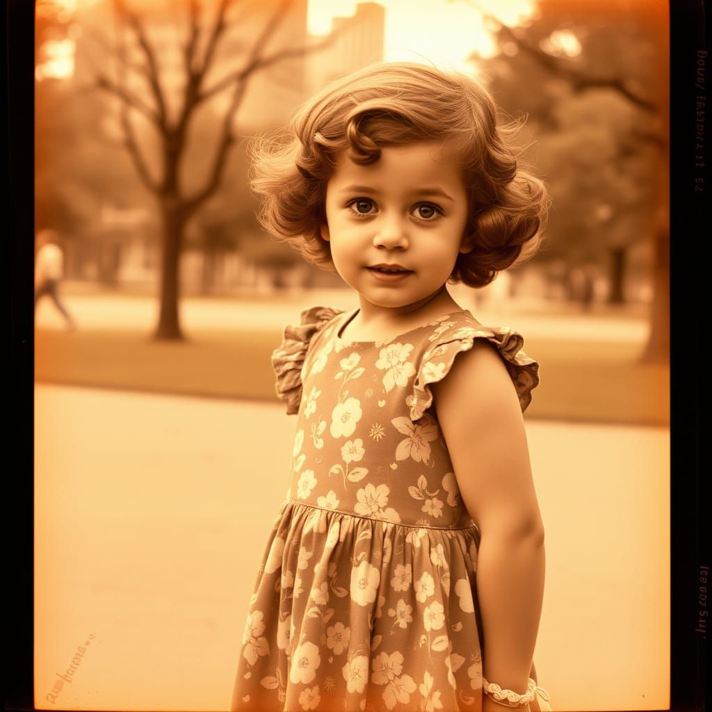 Shirley Temple as Vintage Portrait in City Park