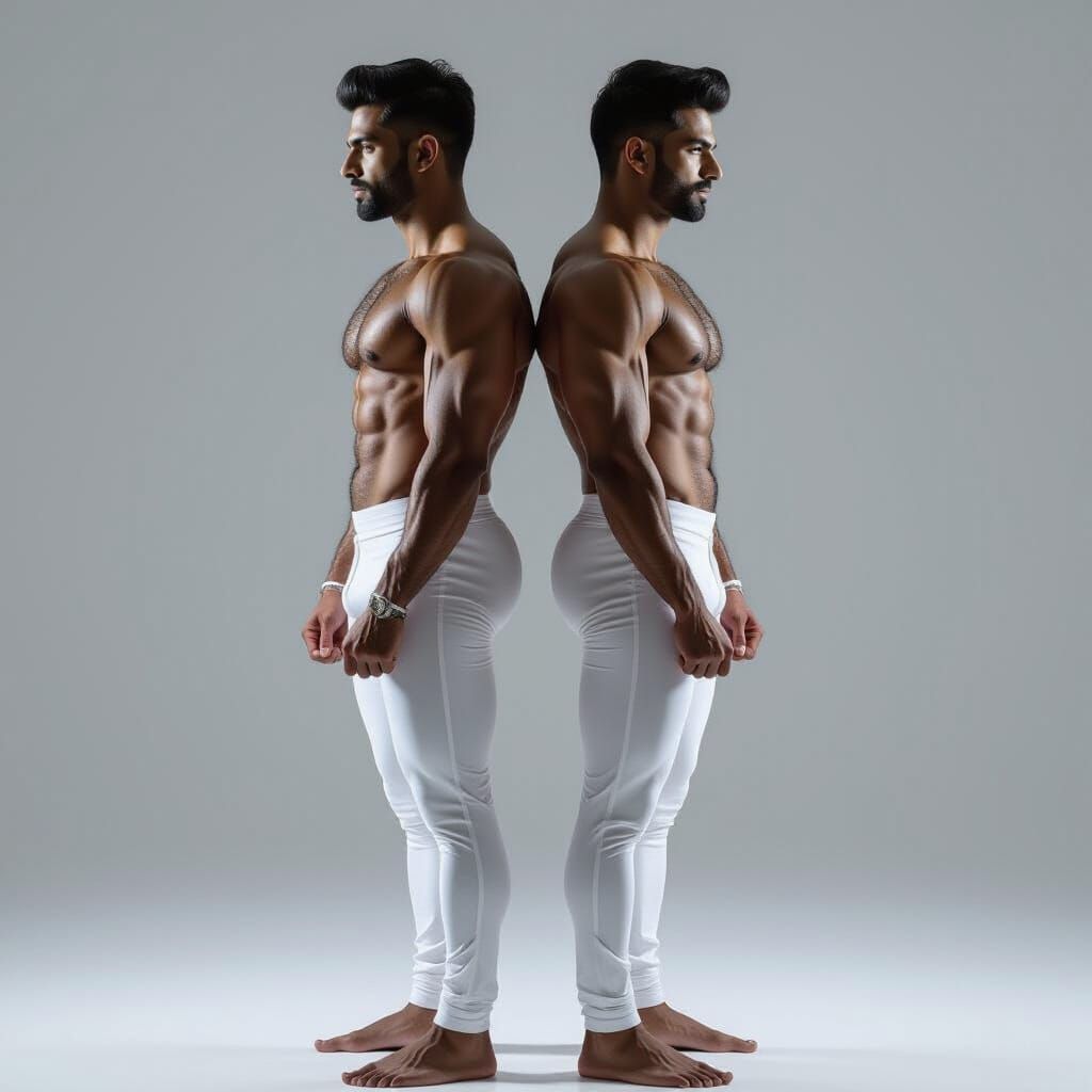 Sculpted Indian Men in Silver Paint, Gallery Setting