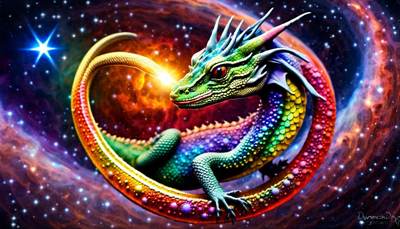 Cosmic Rainbow Dragon at Galaxy Core