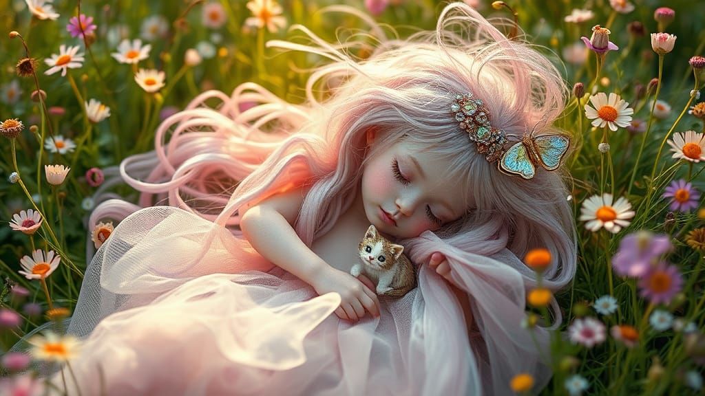 Magical Girl in Vibrant Meadow