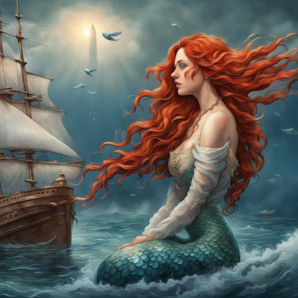 Titanic Mermaid Rising from the Sea